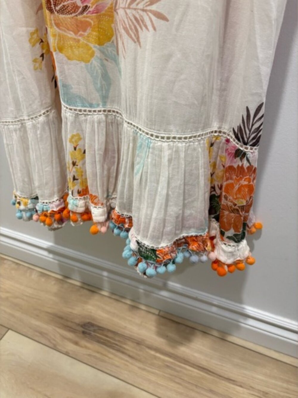 Anthropologie x Farm Rio Colab Havana Floral Pom Pom Maxi Dress - Size Medium - Picture 3 of 8
